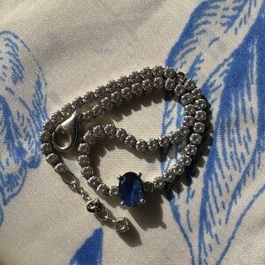 Pandora Silver Tennis Bracelet with Blue Sapphire